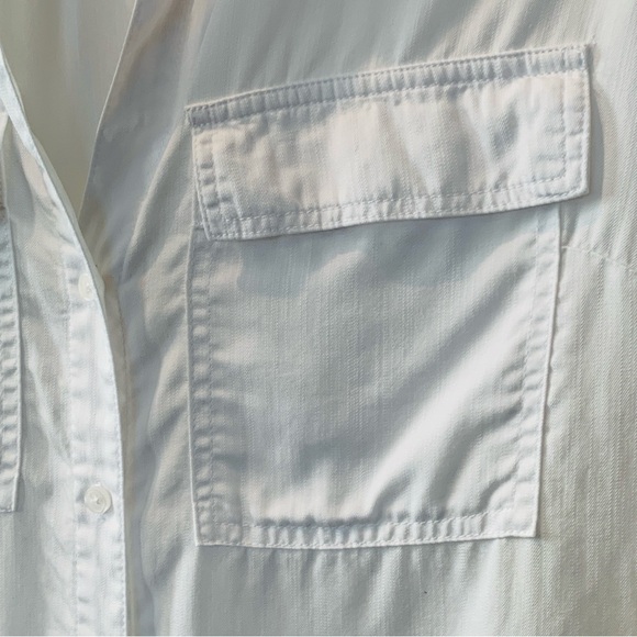 COMO VINTAGE Women’s White Long-sleeve V-neck Button Shirt with Pockets Small - Picture 5 of 10